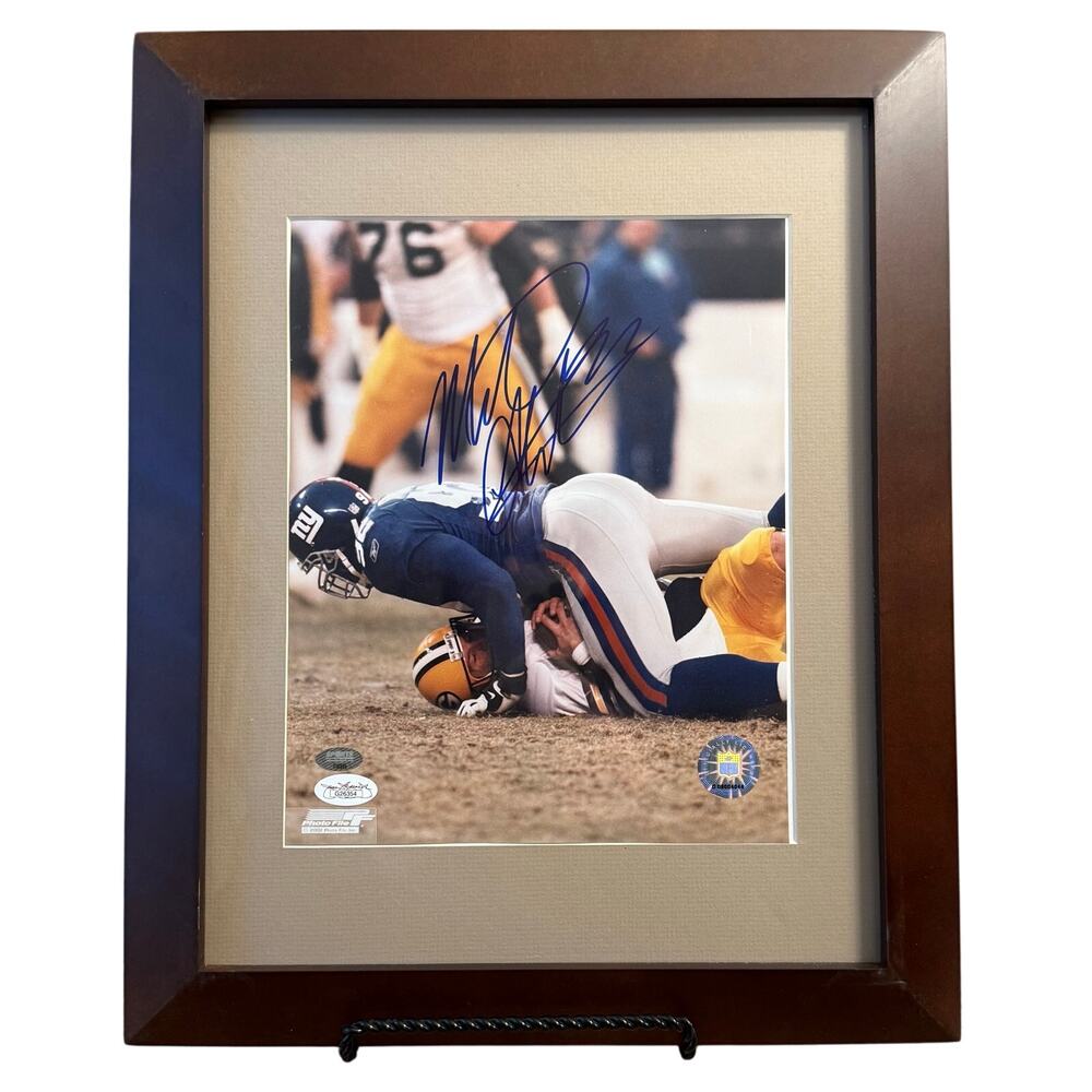 Michael Strahan Autograph NFL NY Giants Sack Record Framed Photo 14x17 COA JSA